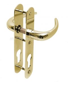 Deurkrukken - 170x30mm krukstift 8mm messing gepolijst - Op schild - Ø30mm