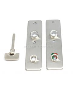 Deurschild Wc binnenzijde 165x45mm met vrij/bezet draaiknop per stuk Messing gepolijst chroom