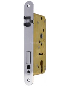Insteekslot PC, Din Ls, 55/9/75mm, driedelige anti-rammel dagschoot Messing mat chroom