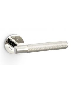 Deurkruk Knurled 'Spitfire' - PVD Gepolijst nikkel - Rond rozet Ø50mm