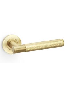 Deurkruk Knurled 'Spitfire' - PVD Mat messing - Rond rozet Ø50mm