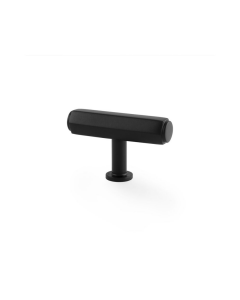 Meubelknop Reeded 'Crispin' T-vorm - Mat zwart - 55mm
