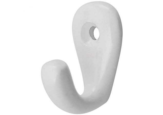 Handdoekhaak enkel - wit - 18mm