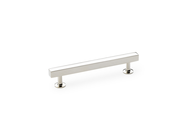 Meubelgreep vierkant T-vorm - Op rond rozet - Nikkel gepolijst - 164x33x128mm - AW815-128-PN