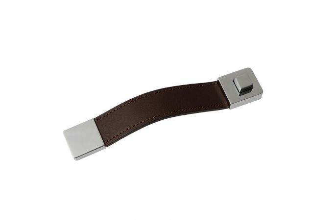 Drukknopslot - Chroom met Lederen greep - Witte vierkante knop