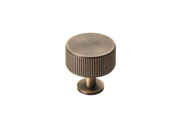 Meubelknop Lines 'Radio' - Antiek messing - Ø35mm - Hoogte 34mm - FTD713AB