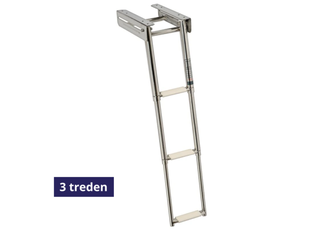 Zwemtrap Telescopisch Opvouwbaar  - 3 witte treden - 205x373mm - open lengte 880mm