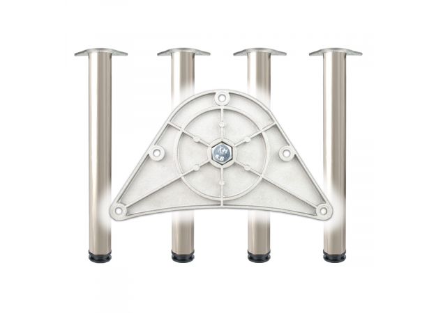 Tafelpoot rond 80x710mm - RVS afwerking- Set van 4 stuks