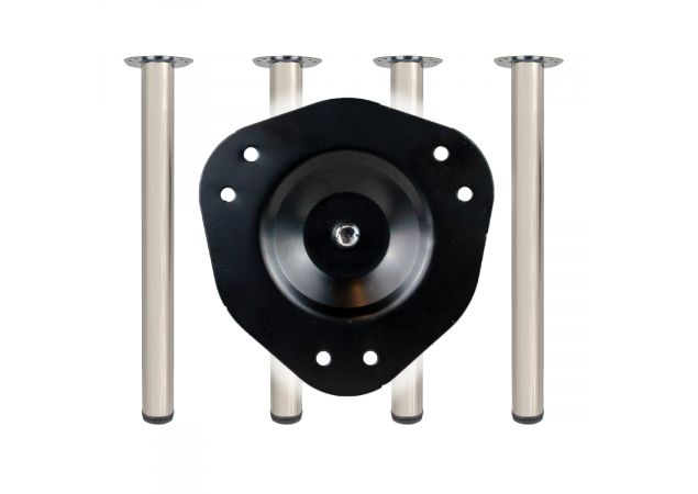 Tafelpoot rond 60x870mm - RVS afwerking- Set van 4 stuks