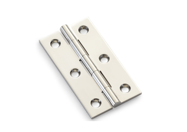 Meubelscharnier Nikkel Gepolijst - 64x35x2 mm - 2 stuks incl. schroeven