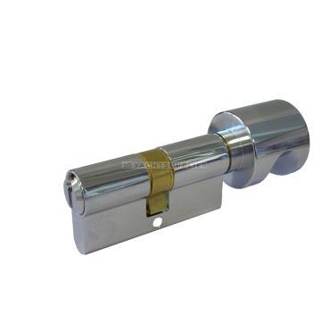 Knopcilinder K30/40mm Messing verchroomd zeewaterbestendig met nieuw zilveren sleutels
