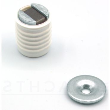 Magneetsnapper Wit kunststof rond 12x12 inclusief tegenplaat