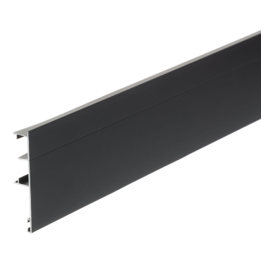 Schuifdeurrail afdekprofiel voor bovenrail - zwart aluminium - 61x12mm - Lengte 2000mm