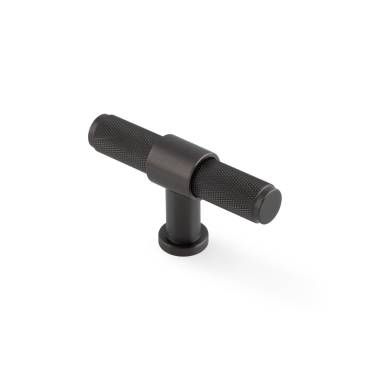 Meubelknop Knurled 'Kingston' T-vorm - PVD Antraciet - 80mm - AW838-80-DBZPVD