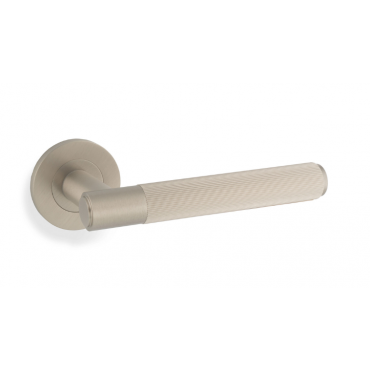 Deurkruk Reeded 'Spitfire' - Mat vernikkeld - Rond rozet Ø50mm