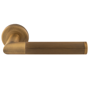 Deurkruk Trend 'Lines' - Antiek messing - Rond rozet Ø50mm - SZM170AB