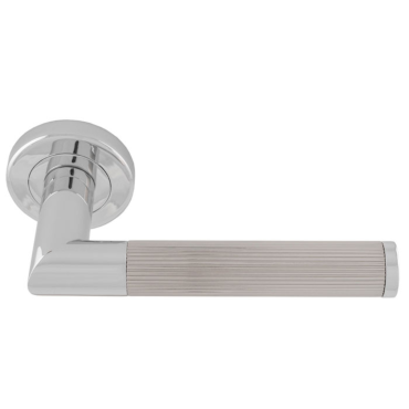 Deurkruk Trend 'Lines' - Chroom gepolijst/Mat vernikkeld - Rond rozet Ø50mm - SZM170CPSN