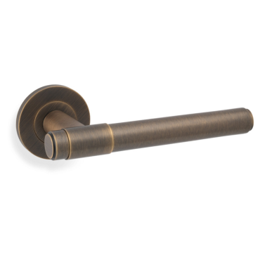 Deurkruk Plain 'Kingston' - Antiek messing - Rond rozet Ø50mm - AW241AB