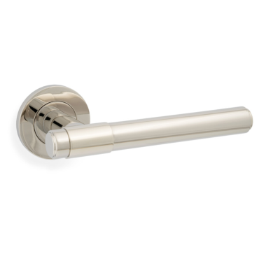 Deurkruk Plain 'Kingston' - PVD Nikkel gepolijst - Rond rozet Ø50mm - AW241PNPVD