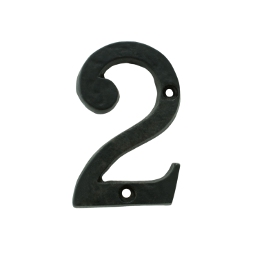 Huisnummer 2 - Gietijzer/Smeedijzer - Antiek zwart - 79mm