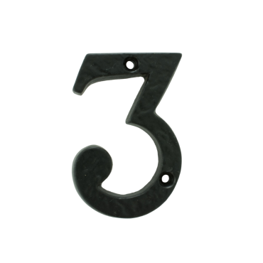 Huisnummer 3 - Gietijzer/Smeedijzer - Antiek zwart - 82mm