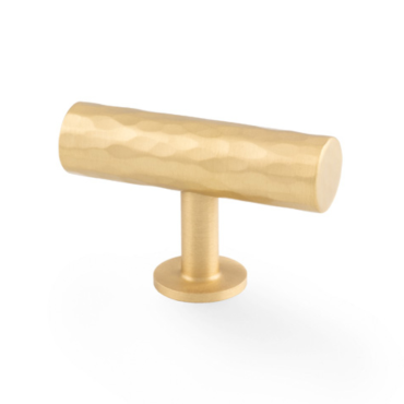 Meubelknop Hammered 'Leila' T-vorm - Mat messing - 55mm - AW804-55-SB