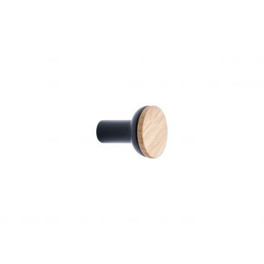 Meubelknop hout/metaal - Ø24mm - Hoogte: 28mm - Eiken/Antraciet