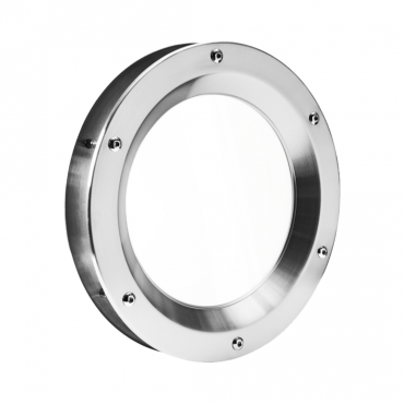 Patrijspoort Ø250mm - Deurdikte 40mm - Alu-Rvs-look geborsteld - VSG Helder Glas