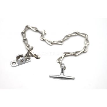 Patrijspoort hanger ketting L= 200mm  Messing mat chroom Lengte is aanpasbaar