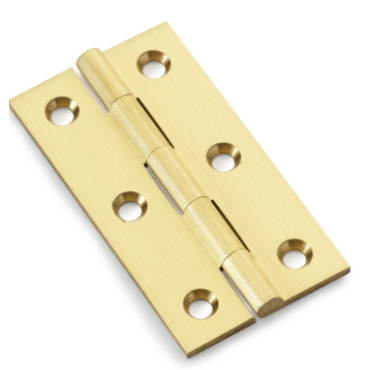Meubelscharnier Messing Mat - 64x35x2 mm - 2 stuks incl. schroeven