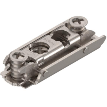 Montageplaat Recht Nikkel 0mm voorzien van voorgemonteerde euroschroeven Ø6X12,9mm