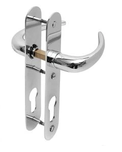 Deurkrukken - 170x30mm krukstift 8mm messing chroom - Op schild - Ø30mm