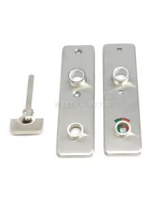 Deurschild Wc buitenzijde 165x45mm met vrij/bezet signalering per stuk Messing gepolijst chroom