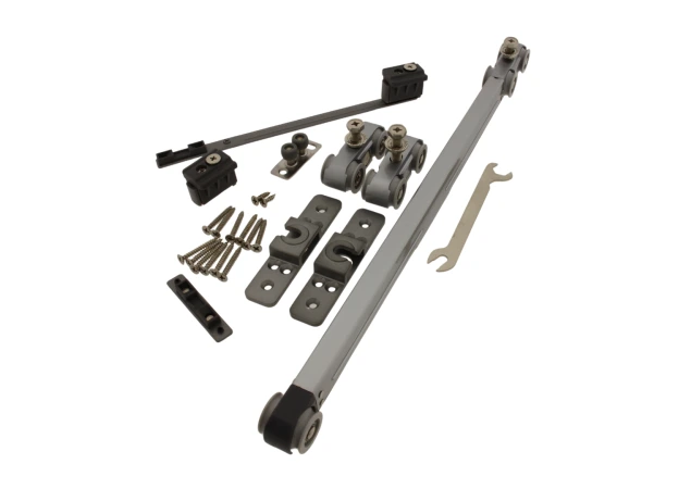 Schuifdeurrail beslagset dubbelzijdig soft-close - voor 1 deur - draagvermogen 60kg