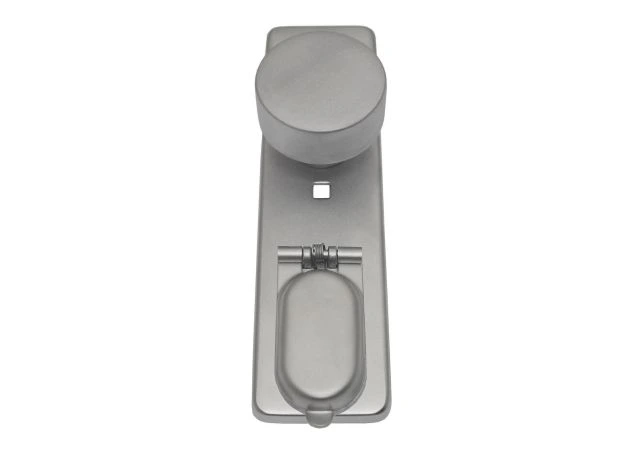 Deurschild 165x45 mm Knop t.b.v. Pc met Rvs cilinder afdekkap incl. bevestigings materiaal Messing gepolijst