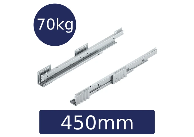MERIVOBOX 70kg Ladegeleider- set L+R, 450mm, BLUMOTION/TIP-ON BLUMOTION Kleur: verzinkt