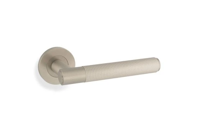 Deurkruk Knurled 'Spitfire' - Mat vernikkeld - Rond rozet Ø50mm - AW220SN