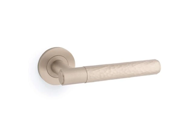 Deurkruk Hammered 'Spitfire' - Mat nikkel - Rond rozet Ø50mm - AW223SN