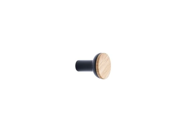 Meubelknop hout/metaal - Ø24mm - Hoogte: 28mm - Eiken/Antraciet