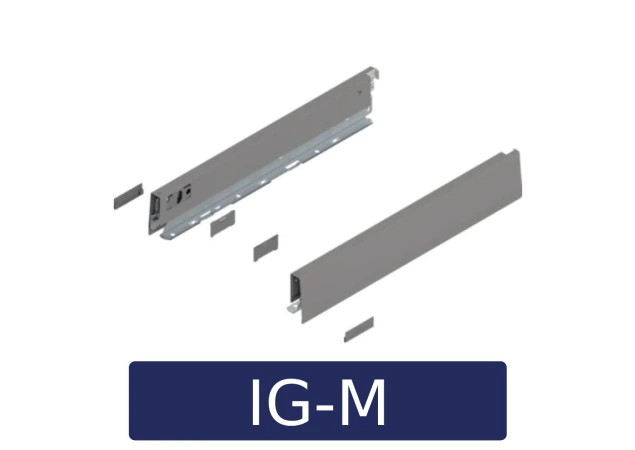 MERIVOBOX zijkant - set N-hoogte, R+L, 400mm Kleur: indium grijs