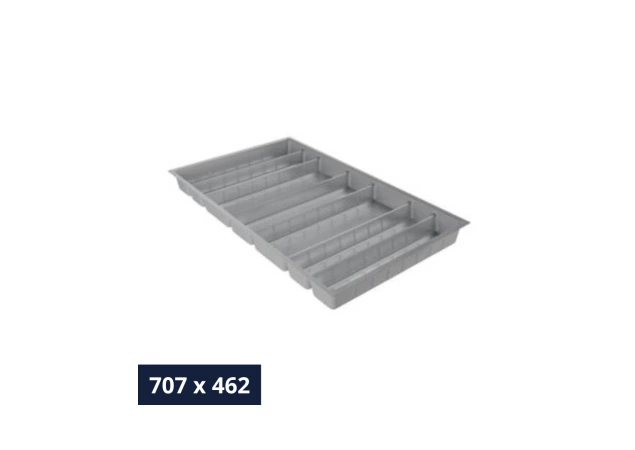 Bestekinzet Hettich OrgaTray 590 - Breedte 707 mm - Diepte 462 mm - Zilver