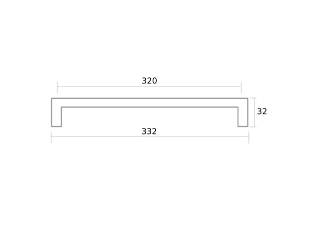 Meubelgreep vierkant zwart 320x12x12mm
