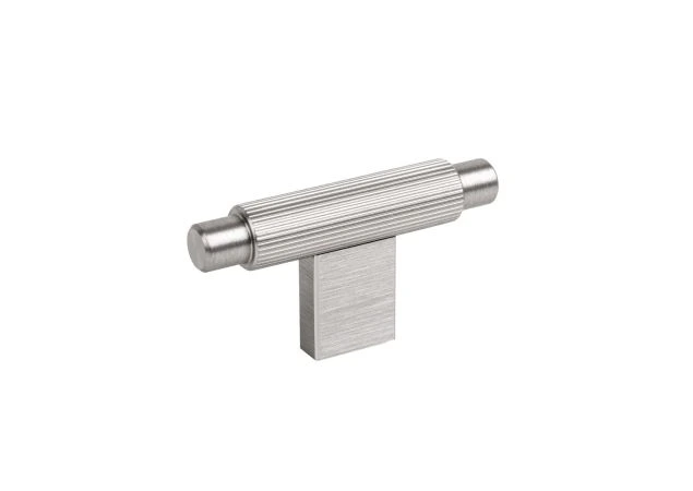 Meubelknop met lijnstructuur 70mm - Ø14mm - Hoogte: 35mm - RVS Look