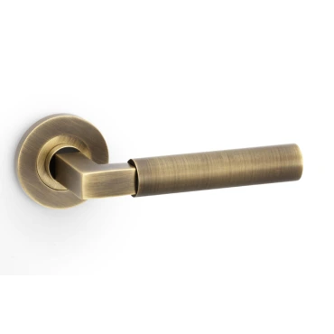 Deurkruk Plain 'Hurricane' - Antiek messing - Rozet Ø50mm