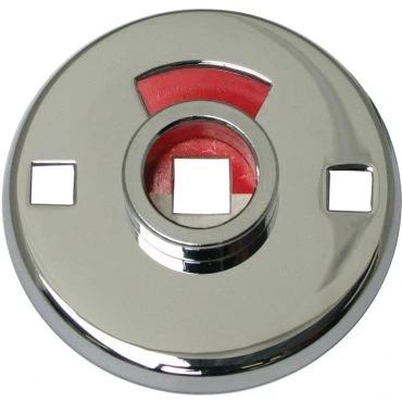 Rozet Wc opschoef  51mm rond buitenzijde met vrij/bezet signalering per stuk Messing gepolijst chroom