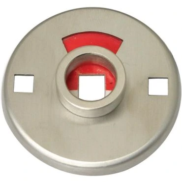Rozet Wc buitenzijde 51mm rond met vrij/bezet signalering tbv patentbouten per stuk Rvs geborsteld