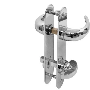 Deurkrukken 106 op schild WC 130x30mm Krukstift 7mm Messing Gepolijst Chroom