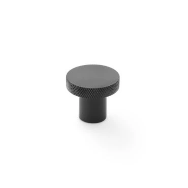 Meubelknop Knurled 'Hanover' - Mat zwart - Ø30mm