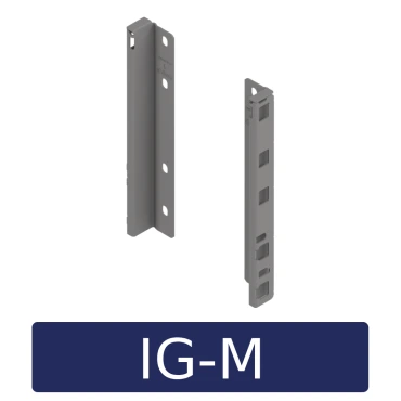 Rugwandhouder - set MERIVOBOX K-hoogte, L+R, voor houten rugwand Kleur: indium grijs