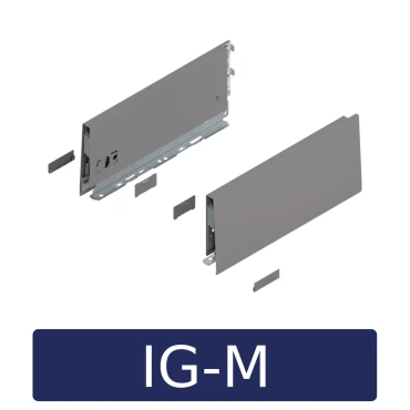 MERIVOBOX zijkant - set K-hoogte, R+L, 500mm Kleur: indium grijs